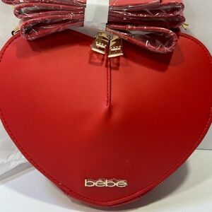 Bebe Vibrant Red Heart Crossbody Bag